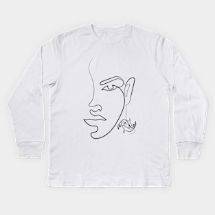 She's a Pisces | One Line Drawing | One Line Art | Minimal | Minimalist Kids Long Sleeve T-Shirt